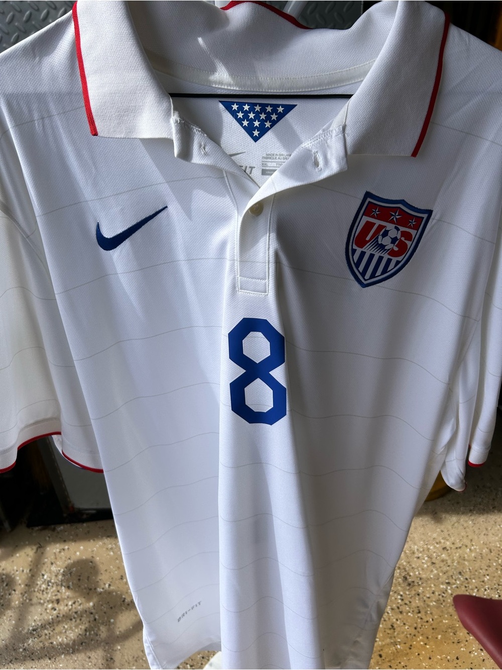 Nike White USA Soccer Jersey with Navy and Red Accents #8